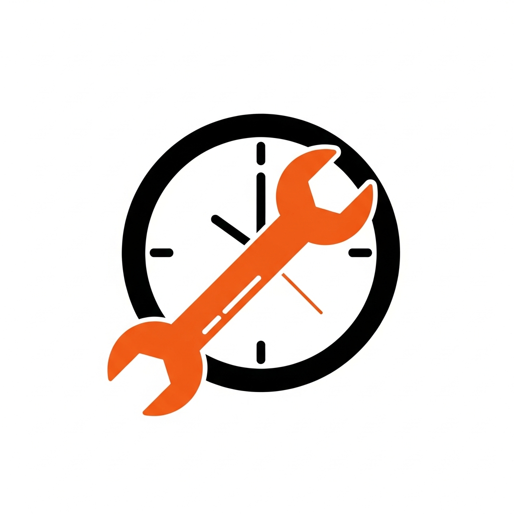 Service overdue icon with clock and wrench