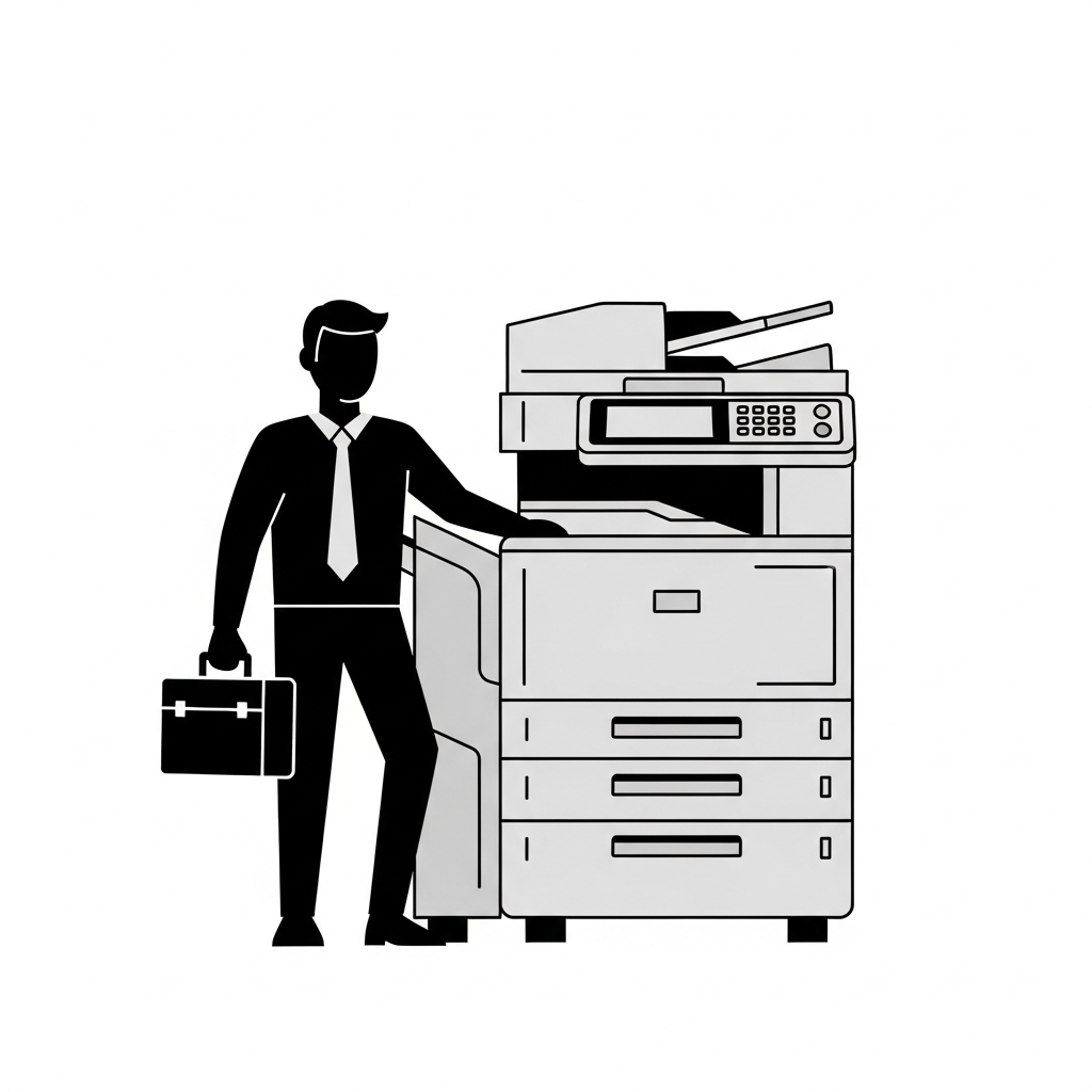 Service engineer with printer
